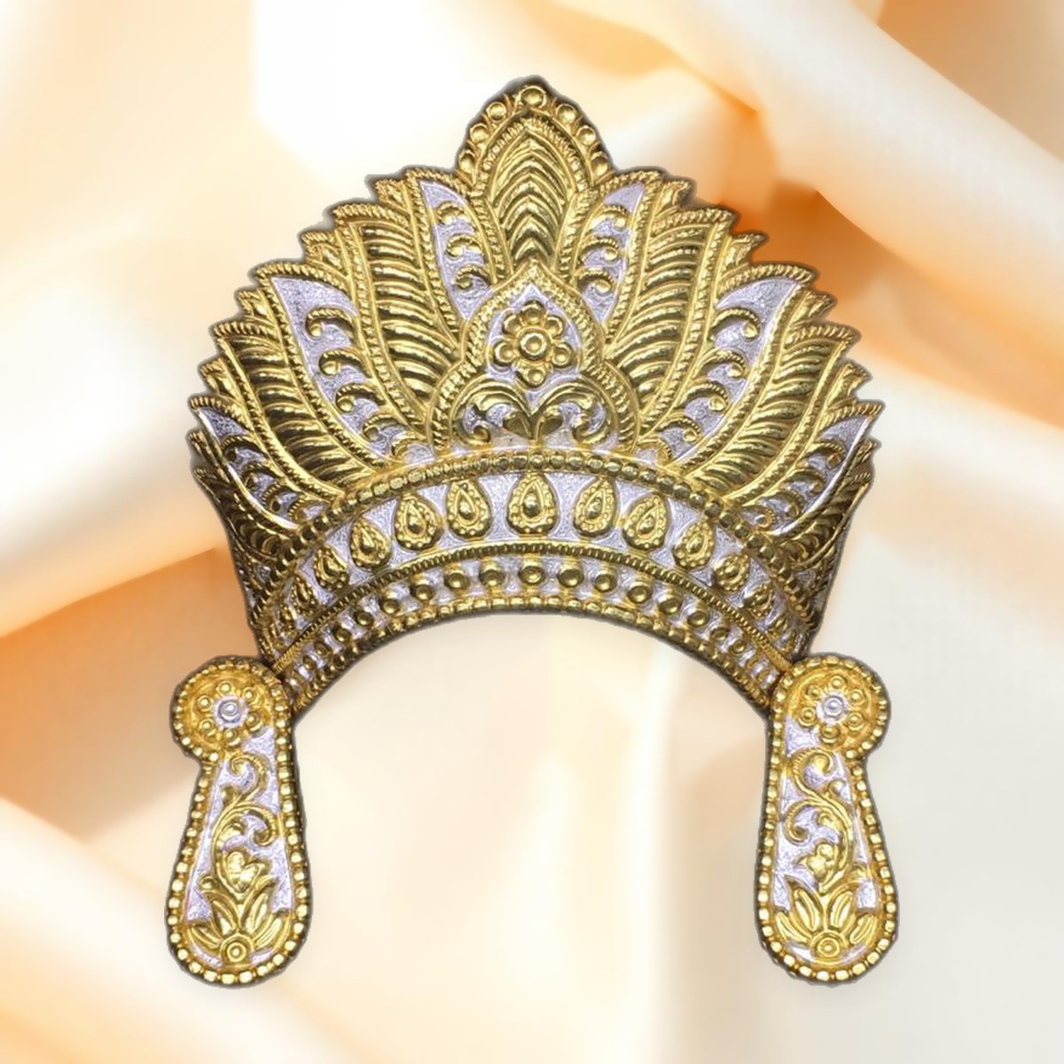 Peacock Crown — Filigree crown with clear stonework