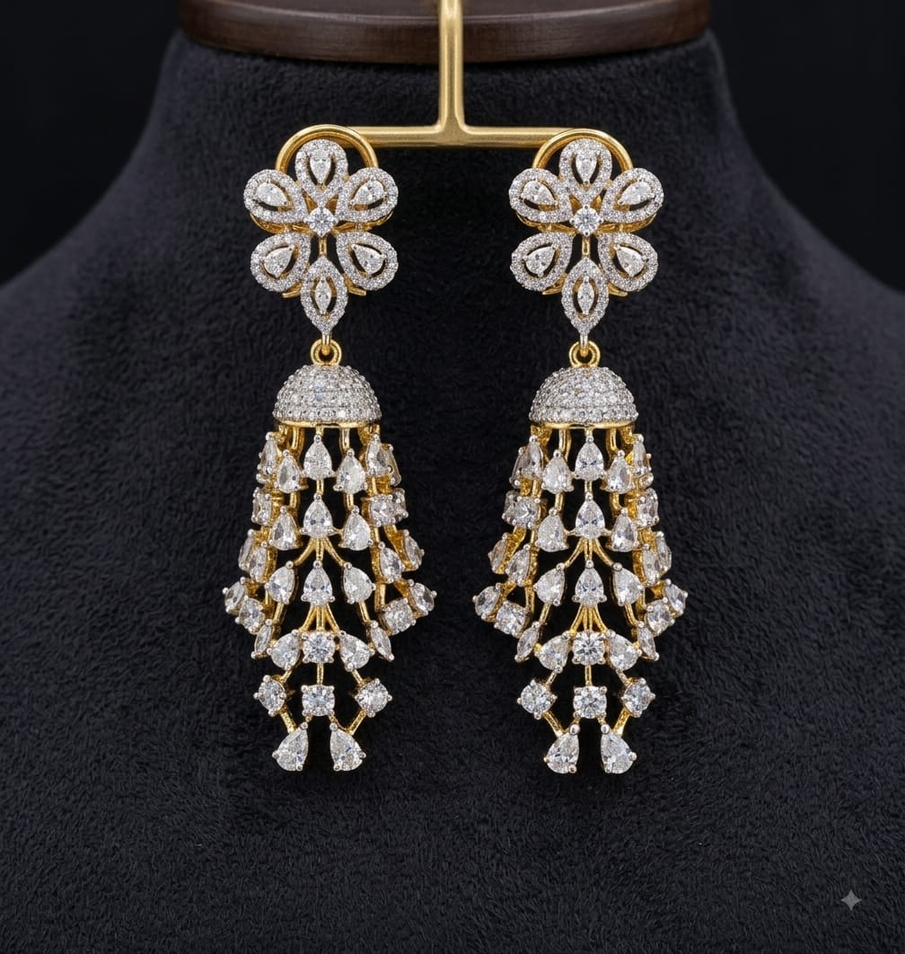 Pair of CZ chandelier earrings