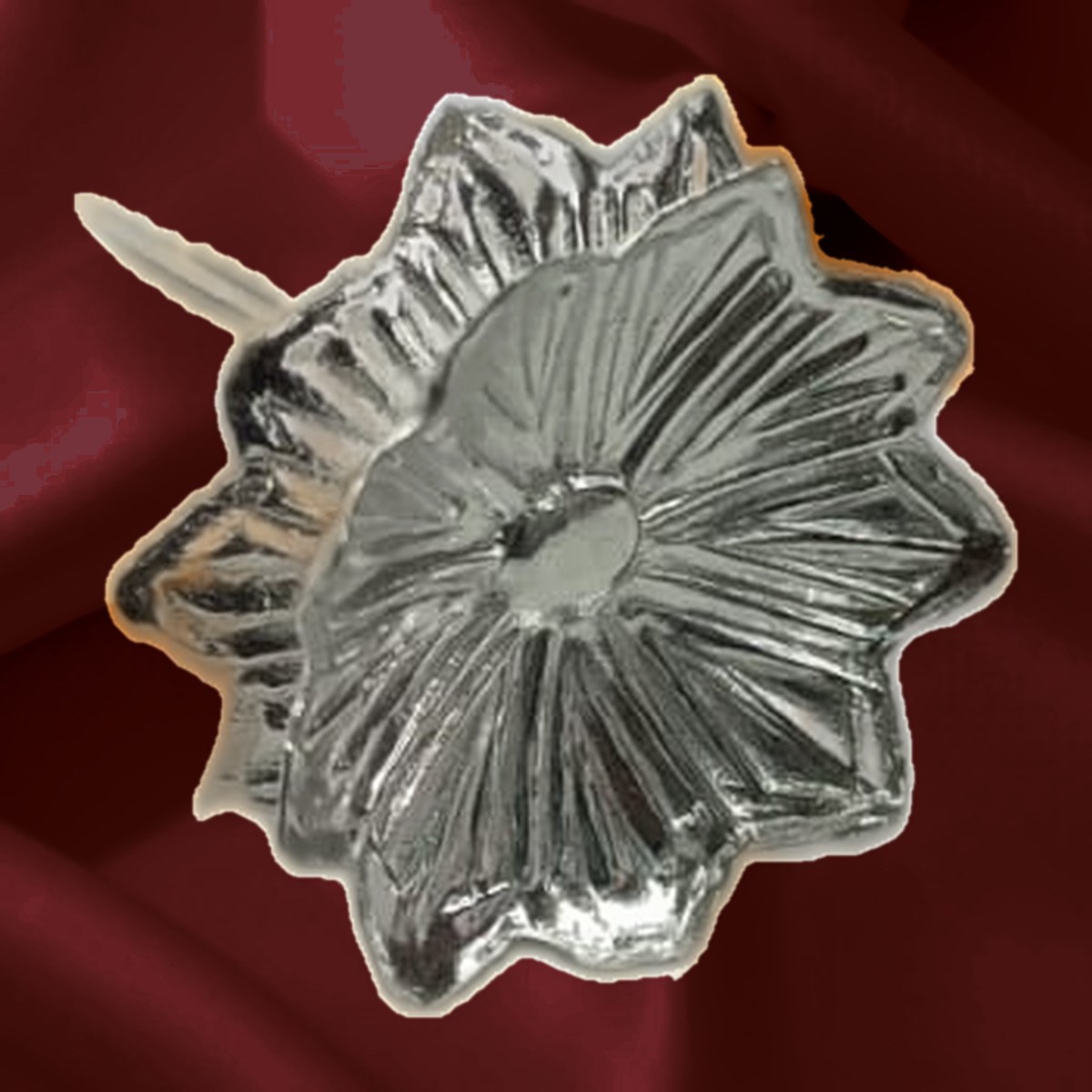 Silver Floral Nosepin — Chased lotus nosepin, press-fit stem